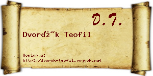 Dvorák Teofil névjegykártya